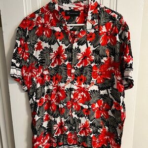 Floral Red and Black Men's Shirt
